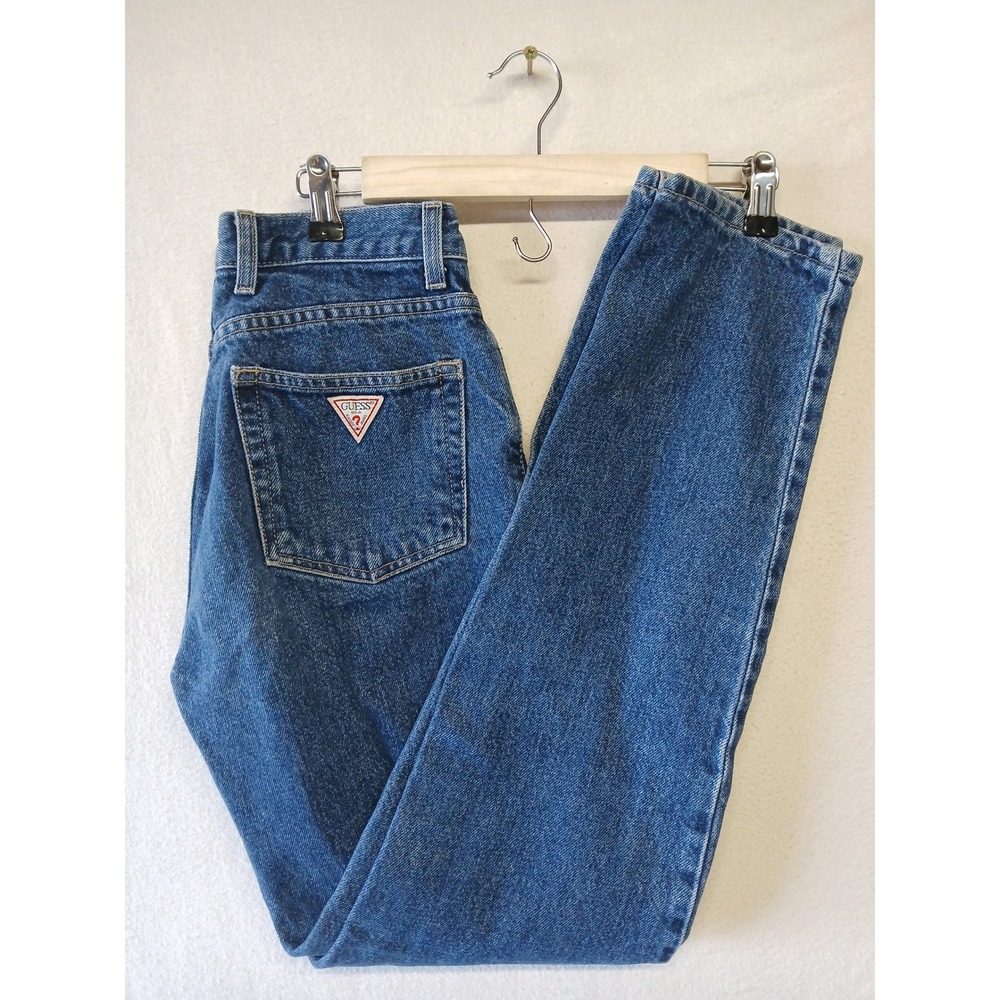 Vintage guess jeans 90s skinny straight high waisted dark denim size 27